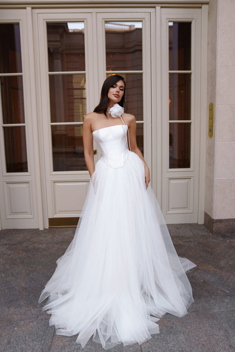 Stunning Mikado and Tulle Wedding Dress with Choker Limerence Stunning Mikado and Tulle Wedding Dress with Choker Limerence