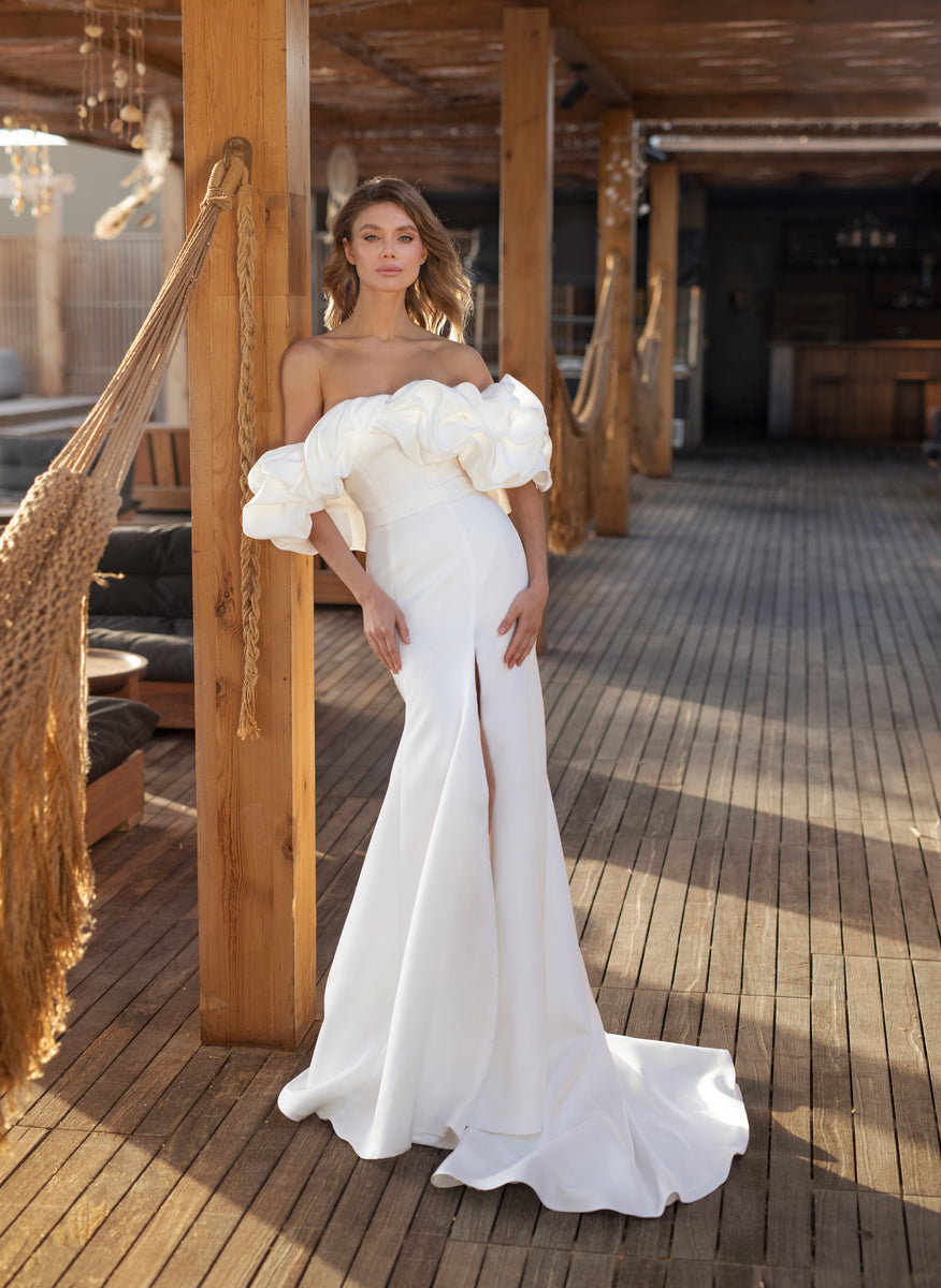 Gorgeous Fitted Neoprene Wedding Dress with Straps and Lacing Rita Gorgeous Fitted Neoprene Wedding Dress with Straps and Lacing Rita