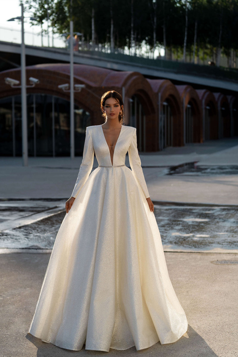 Aline long sleeve wedding sales dress