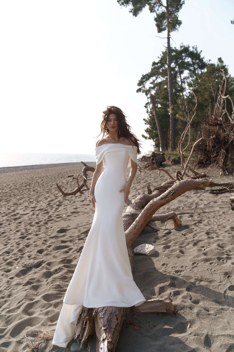 Elegant Off-the-Shoulder A-Line Wedding Dress Stella – Wedding Roof