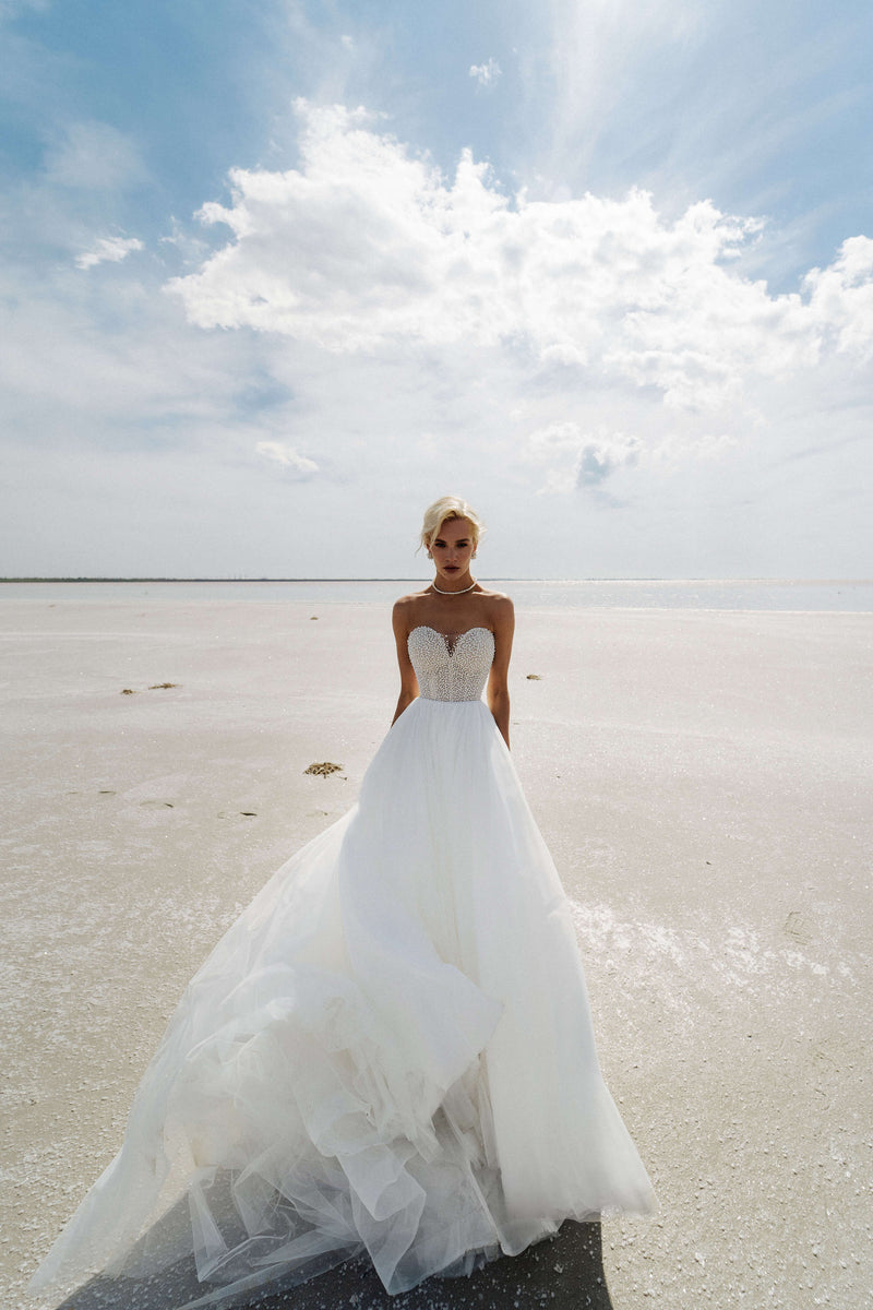 Ballroom Silhouette Wedding Dress with Beaded Open Top Romanova Atelie –  Wedding Roof