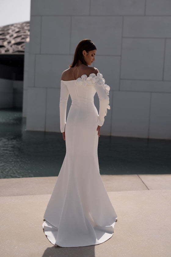 3D petal wedding gown