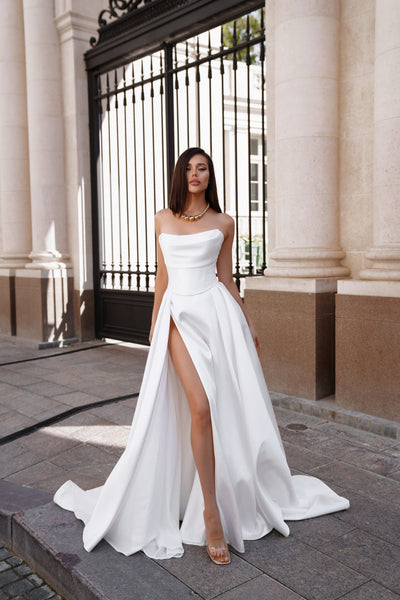 Elegant A-Line High Slit Wedding Dress Verdant