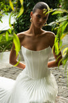 A-line satin wedding dress