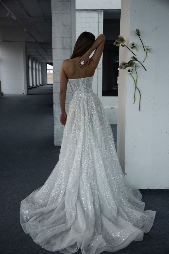 A-line wedding dress with crystals