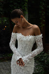 Boho lace wedding dress with long sleeves