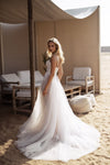 Bridal gown with thin straps