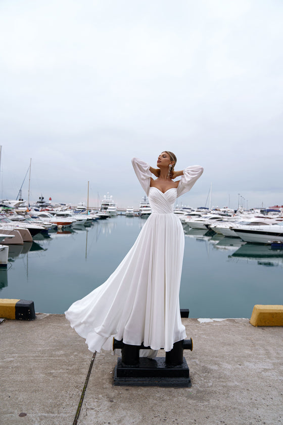 A-Line chiffon wedding gown