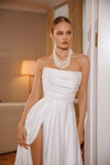 Draped bodice bridal gown