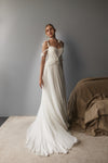 Draped waist wedding gown