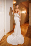 Draped wedding gown