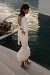 Feather wedding dress