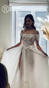 Ethereal A-Line Wedding Dress with Delicate Lace and Slit Filiomena