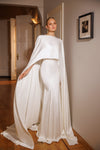 Fitted wedding dress with cape