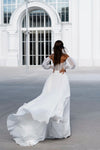 Gorgeous Chiffon and Lace Rustic Wedding Dress with Removable Sleeves