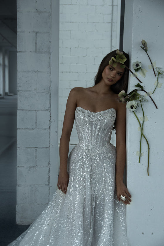 Glittery A-line wedding gown