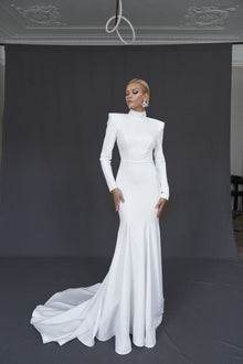  High Neck Backless Wedding Dress