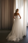 Illusion lace V-neck wedding dress
