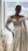 Elegant A-Line Wedding Dress with Long Sleeves and Open Back Irelia