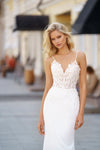 Elegant and Chic Fitted Lace Wedding Dress with Delicate Beaded Embellishments Blanche