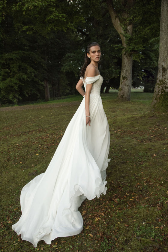 Lace and chiffon bridal gown