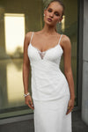 Lace and crepe bridal dress