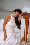 Lace and organza wedding dress