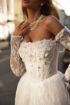 Elegant A-Line Wedding Dress with 3D Flower Details Robusta