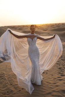  Lace wedding dress with bead detailing