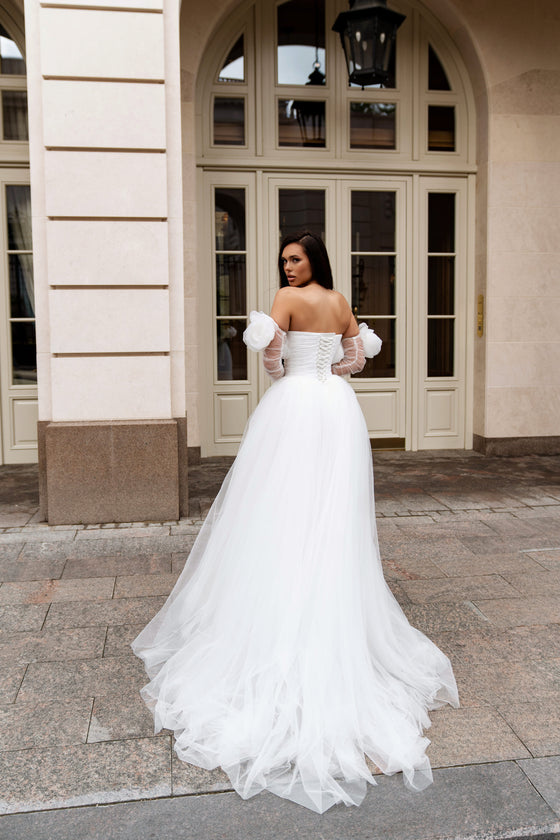 Lace wedding dress with corset