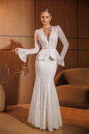 Lace wedding dress with peplum