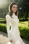Lace wedding dress with train