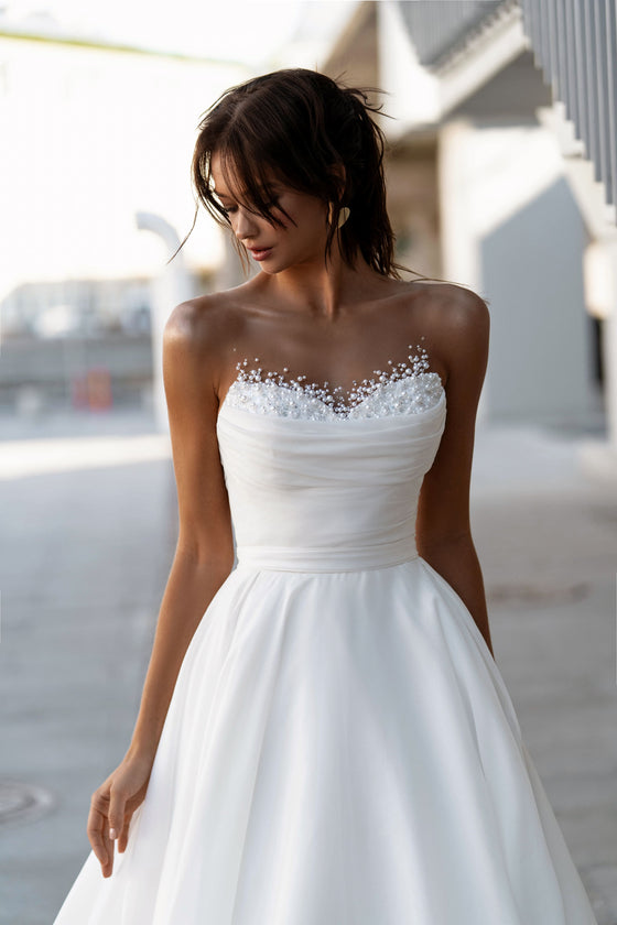 Pearl Embroidered A-Line Wedding Dress