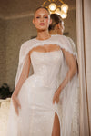Long cape for wedding dress