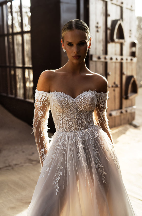 Long sleeve bridal gown