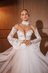 Long sleevelace wedding gown