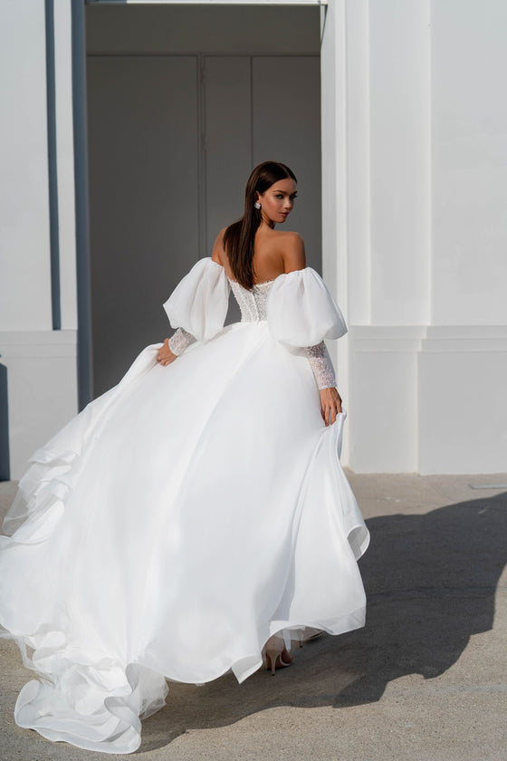 A-Line Shiny Organza Wedding Dress with SlitA-Line Shiny Organza Wedding Dress with Slit