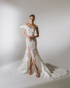 Elegant A-Line Wedding Dress with Asymmetrical Bodice and Organza Skirt Fragile