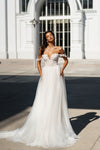 A-Line Wedding Dress Made of Tulle with Embroidery