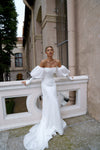 Elegant Satin Wedding Dress with Long Removable Sleeves Sonesta Michelle