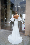 Elegant Satin Wedding Dress with Long Removable Sleeves