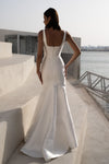 Elegant Mikado Square Neckline Wedding Dress with Wide Straps Farzet