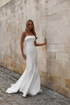 Mikado dress with detachable cape