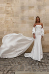 Mikado wedding gown with cape