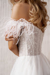 Modern bride feather wedding dress