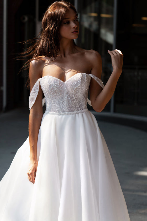 A-Line Wedding Dress with Embroidered Corset 