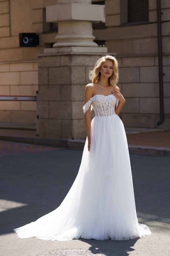 Off The Shoulder Lace Wedding Gown
