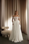 Pearl-embellished wedding gown