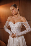 Lace A-Line Wedding Dress with Pearl-Embellished Corset Cherutti