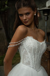 Pearl strap wedding gown